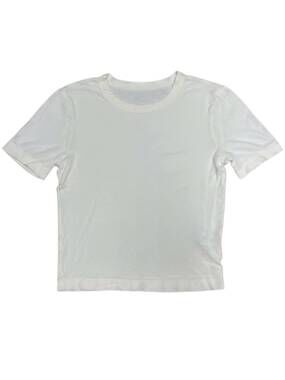 NEW CROWN JEWEL women's luxx cropped crew neck short sleeve tee in pearl